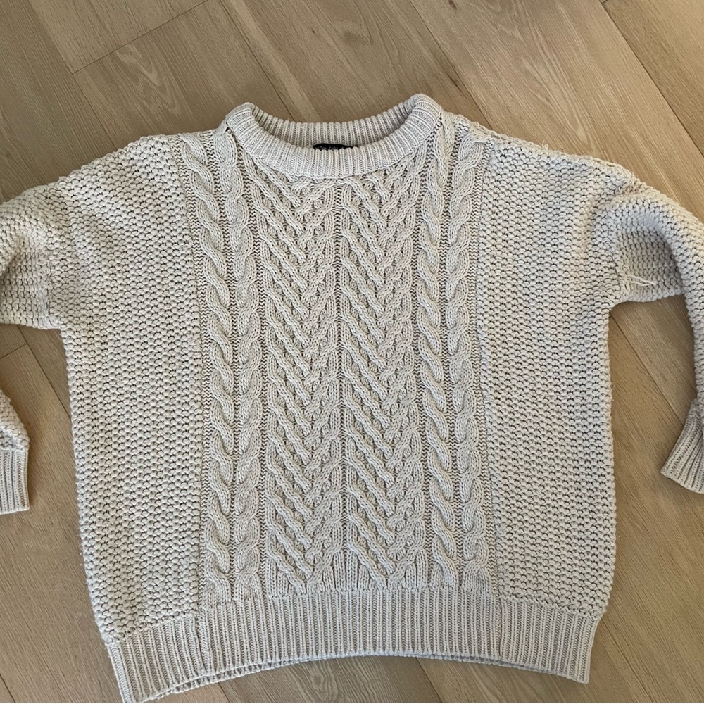 Chunky White Zara Cable Knit Sweater